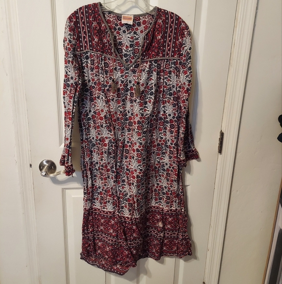 Vintage 70’s Kaiser Block-printed Dress SzXL - Picture 1 of 8